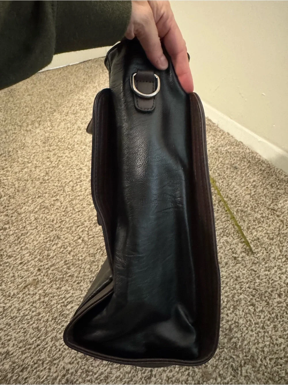 Structured Black Leather Tote with Detachable Strap